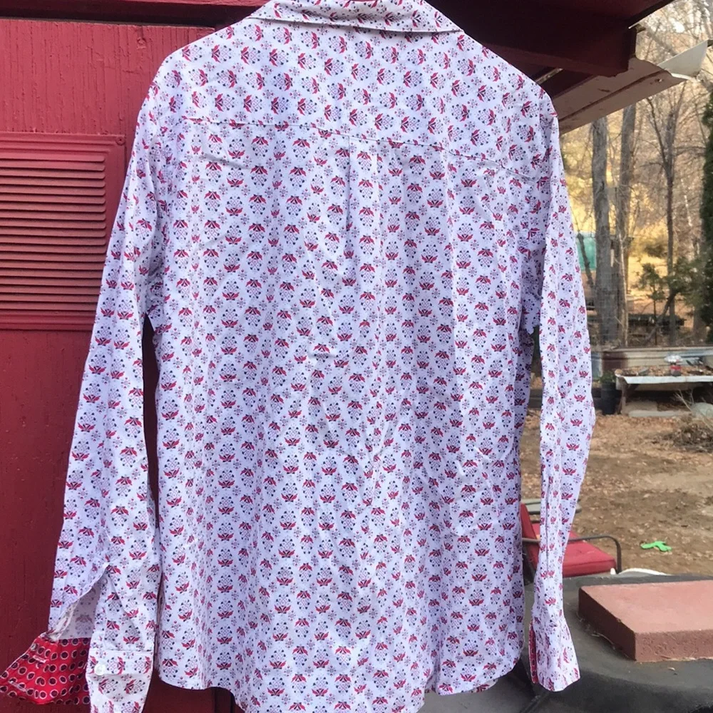 XXL George strait long sleeve button up with red white and blue details - Picture 6 of 7